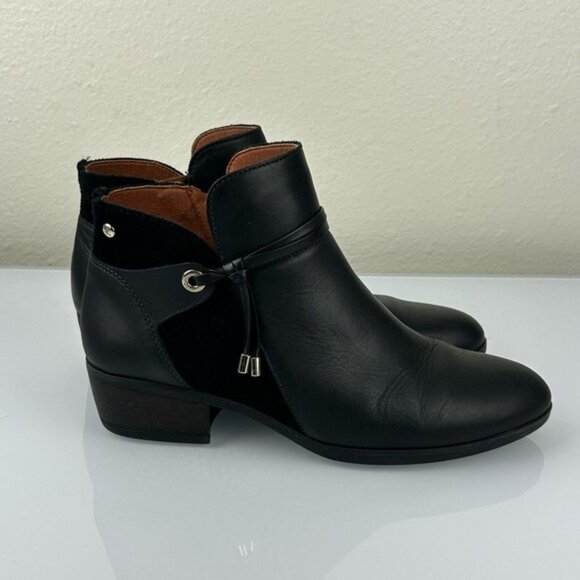 Pikolinos Sz 38 (U.S. 7.5-8) Black Leather Ankle Boots Made in Spain - Picture 6 of 16